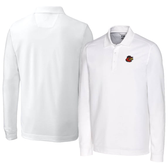 Men's Cutter & Buck White Rochester Red Wings DryTec Advantage Tri-Blend Pique Long Sleeve Polo