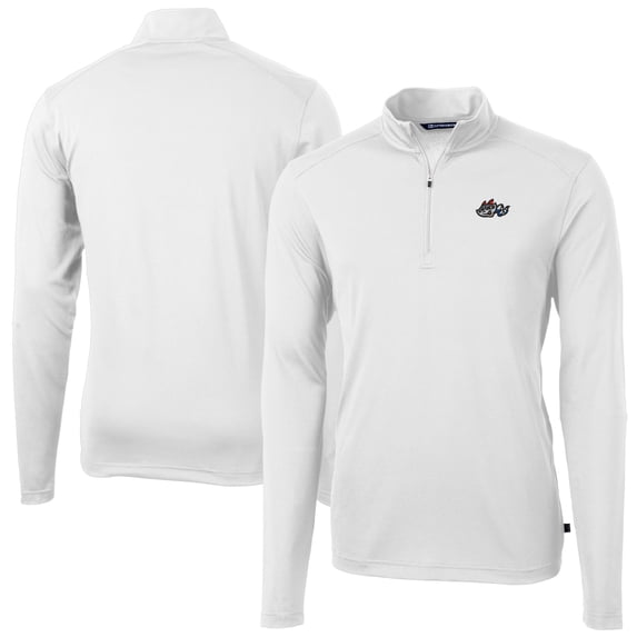 Men's Cutter & Buck White Rocket City Trash Pandas Virtue Eco Pique Recycled Quarter-Zip Pullover Top