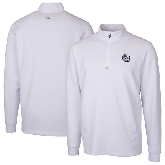 Men's Cutter & Buck White San Antonio Missions Traverse Stretch Quarter-Zip Pullover Top