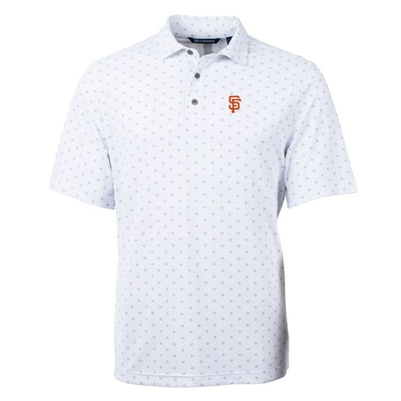 Men's Cutter & Buck White San Francisco Giants Big & Tall Virtue Eco Pique Tile Print Polo