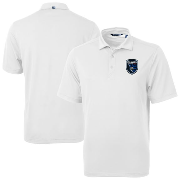 Men's-Cutter & Buck White San Jose Earthquakes Big & Tall Virtue Eco Pique Recycled Polo