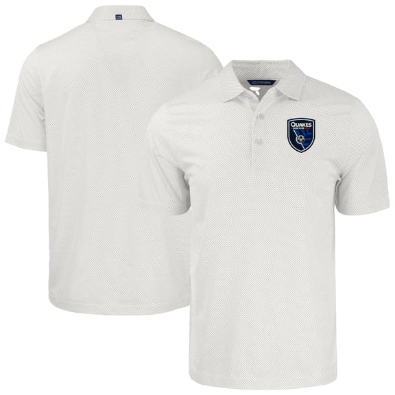 Men's-Cutter & Buck White San Jose Earthquakes Pike Eco Symmetry Print Stretch Recycled Polo