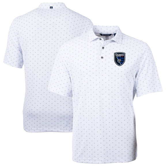 Men's-Cutter & Buck White San Jose Earthquakes Virtue Eco Pique Tile Print Recycled Polo