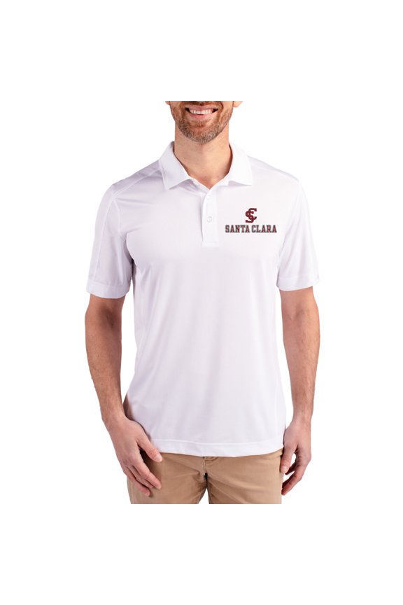 Men's Cutter & Buck White Santa Clara Broncos Prospect Eco Textured Stretch Recycled Polo