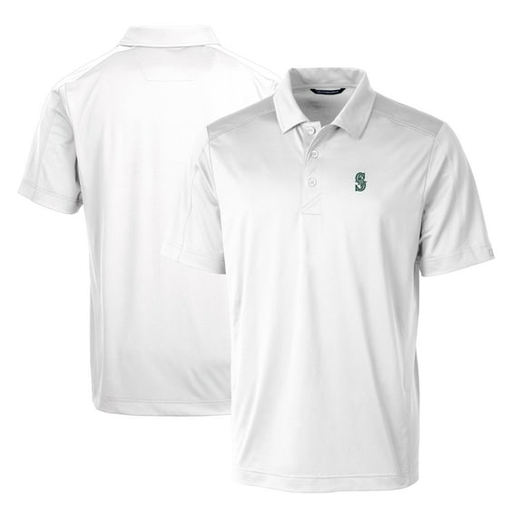 Men's Cutter & Buck White Seattle Mariners Prospect Textured Stretch Polo