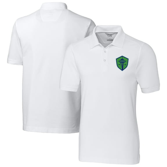 Men's-Cutter & Buck White Seattle Sounders FC Big & Tall Advantage Eco Tri-Blend Pique Polo