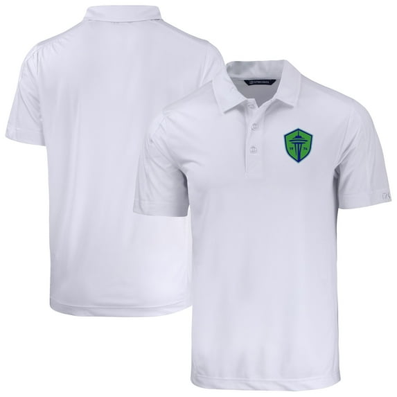 Men's-Cutter & Buck White Seattle Sounders FC Prospect Eco Textured Stretch Recycled Polo