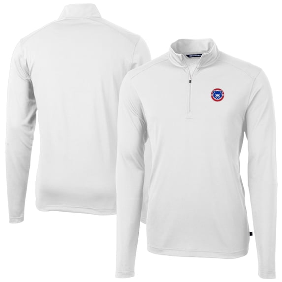 Men's Cutter & Buck White South Bend Cubs Virtue Eco Pique Recycled Quarter-Zip Pullover Top