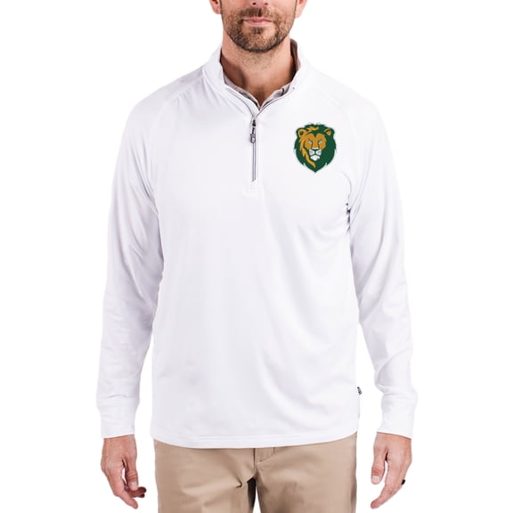 Men's Cutter & Buck White Southeastern Louisiana Lions Adapt Eco Knit Stretch Recycled Quarter-Zip Pullover