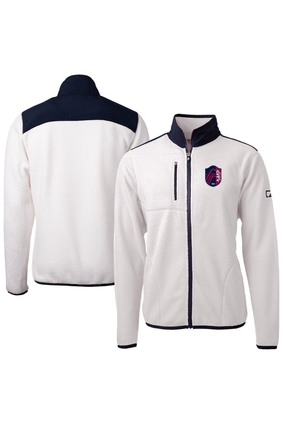 Men's-Cutter & Buck White St. Louis City SC Big & Tall Cascade Eco Sherpa Fleece Full-Zip Jacket