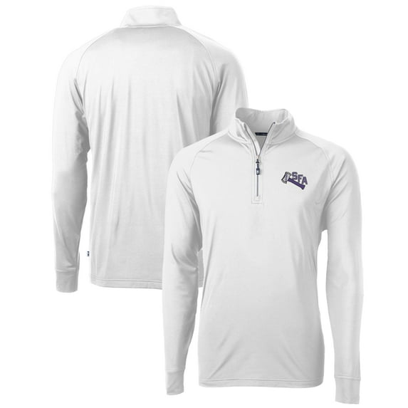 Men's Cutter & Buck White Stephen F Austin Lumberjacks Adapt Eco Knit Stretch Recycled Quarter-Zip Pullover Top
