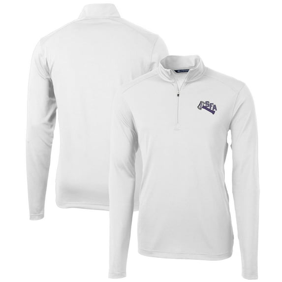 Men's Cutter & Buck White Stephen F Austin Lumberjacks Team Big & Tall Virtue Eco Pique Recycled Quarter-Zip Pullover