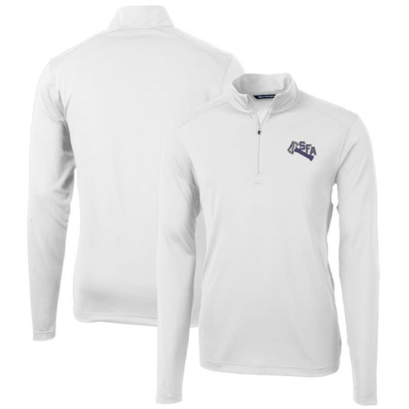 Men's Cutter & Buck White Stephen F Austin Lumberjacks Virtue Eco Pique Recycled Quarter-Zip Pullover Top