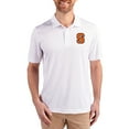 thumbnail image 1 of Men's Cutter & Buck White Syracuse Orange Prospect Eco Textured Stretch Recycled Polo, 1 of 3