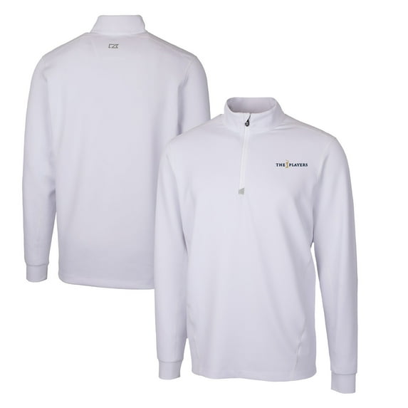 Men's Cutter & Buck White THE PLAYERS DryTec Traverse Stretch Quarter-Zip Pullover Top