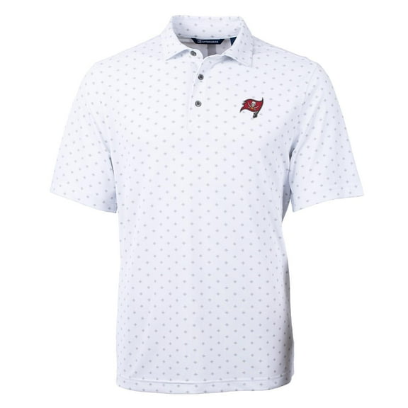 Men's Cutter & Buck White Tampa Bay Buccaneers Virtue Eco Pique Tile Print Polo