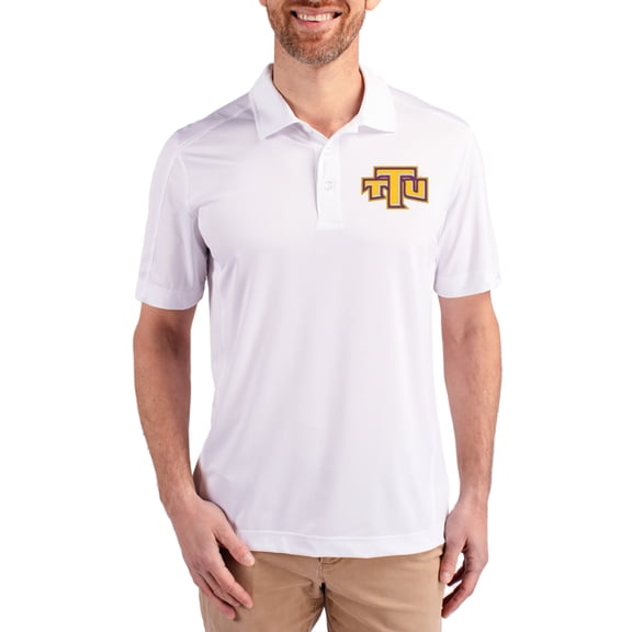 Men's Cutter & Buck White Tennessee Tech Golden Eagles Prospect Eco Textured Stretch Recycled Polo