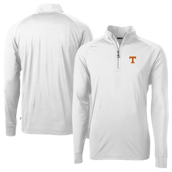 Men's Cutter & Buck White Tennessee Volunteers Adapt Eco Knit Quarter-Zip Pullover Jacket