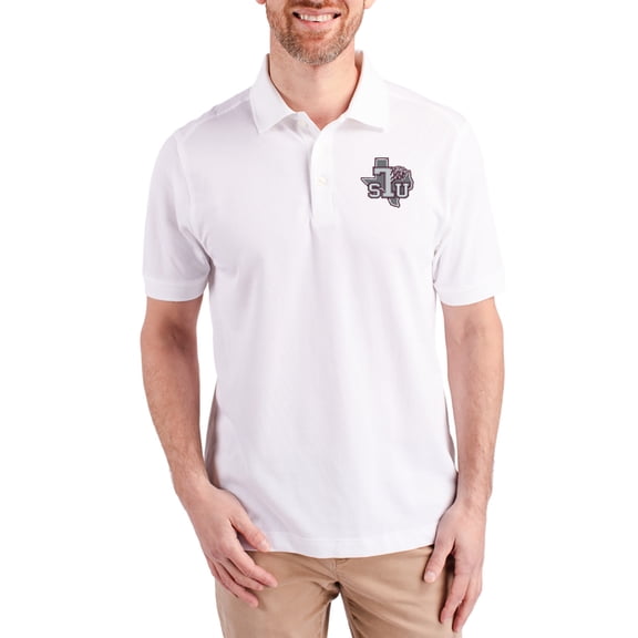 Men's Cutter & Buck White Texas Southern Tigers Advantage Eco Pique Tri-Blend Polo