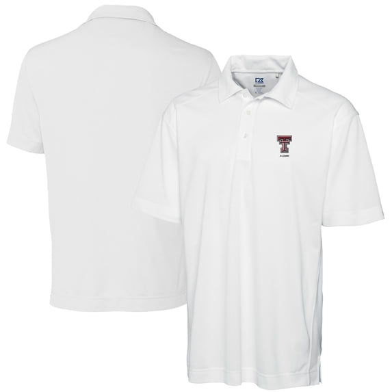Men's Cutter & Buck White Texas Tech Red Raiders Alumni Logo DryTec Genre Textured Solid Polo