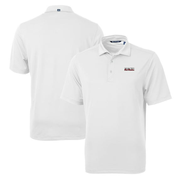 Men's Cutter & Buck White Texas Tech Red Raiders Team Big & Tall Virtue Eco Pique Recycled Polo