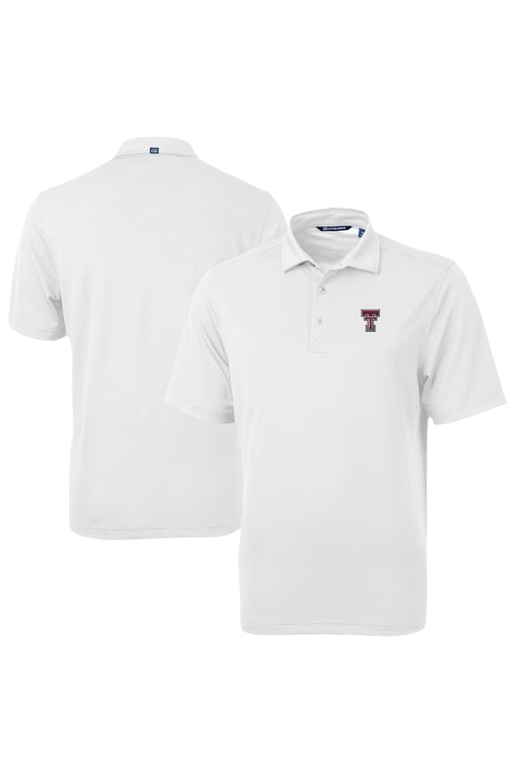 Men's Cutter & Buck White Texas Tech Red Raiders Virtue Eco Pique Recycled Polo