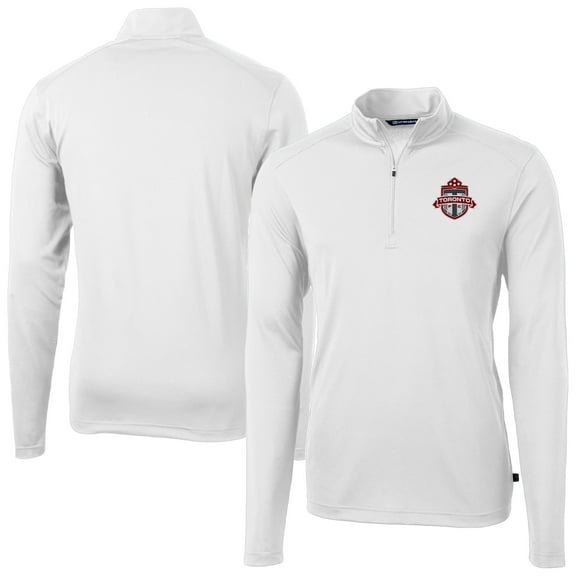 Men's-Cutter & Buck  White Toronto FC Big & Tall Virtue Eco Pique Recycled Quarter-Zip Top
