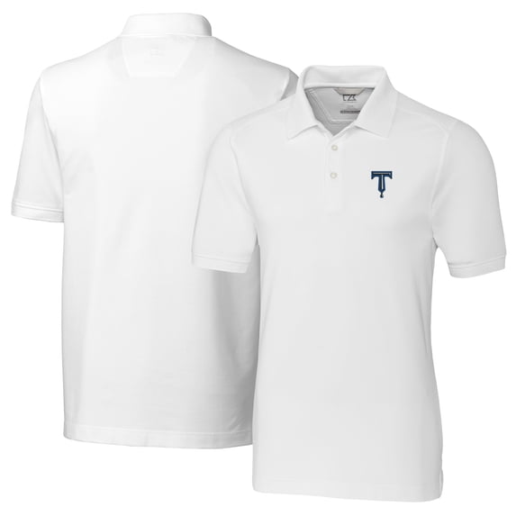 Men's Cutter & Buck White Tulsa Drillers Big & Tall DryTec Advantage Tri-Blend Pique Polo