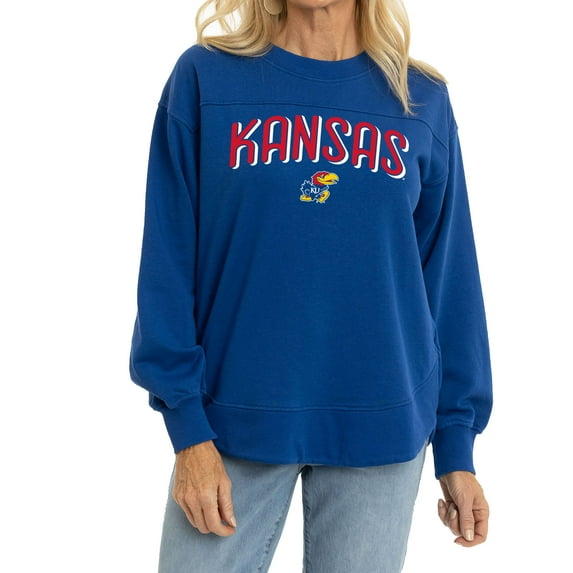 Women's Royal Kansas Jayhawks Yvette Pullover Sweatshirt