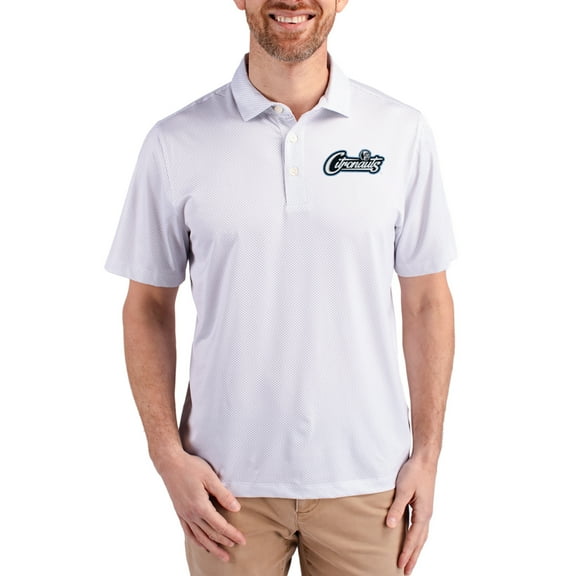 Men's Cutter & Buck White UCF Knights Pike Eco Symmetry Print Stretch Polo
