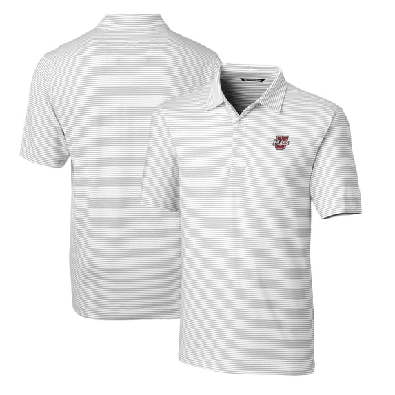 Men's Cutter & Buck White UMass Minutemen Forge Pencil Stripe Stretch Polo