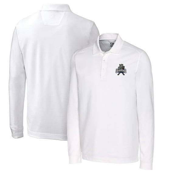 Men's Cutter & Buck White Utah State Aggies Vault Advantage Tri-Blend Pique Big & Tall Long Sleeve Polo