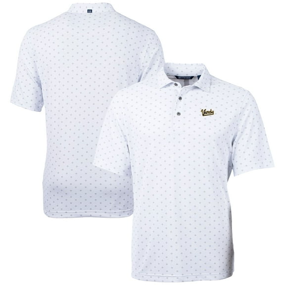 Men's Cutter & Buck  White Vanderbilt Commodores Vault DryTec Virtue Eco Pique Tile Print Recycled Polo