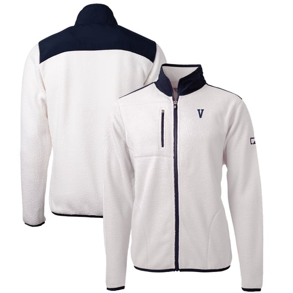 Men's Cutter & Buck White Villanova Wildcats Cascade Eco Sherpa Fleece Full-Zip Jacket
