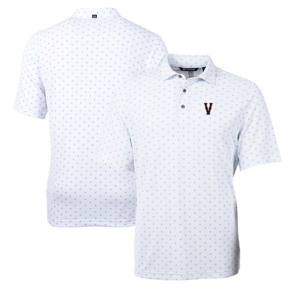Men's Cutter & Buck White Virginia Cavaliers Vintage Team Big & Tall Virtue Eco Pique Tile Print Polo