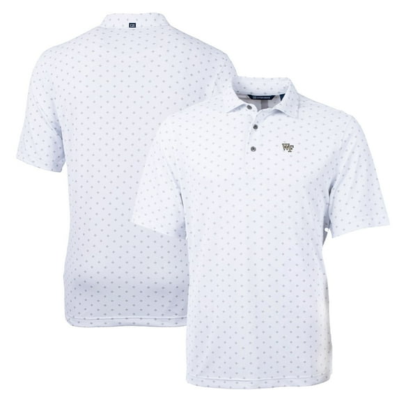 Men's Cutter & Buck White Wake Forest Demon Deacons Big & Tall Virtue Eco Pique Tile Print Recycled Polo