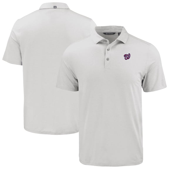 Men's Cutter & Buck White Washington Nationals Coastline Epic Comfort Eco Recycled Polo