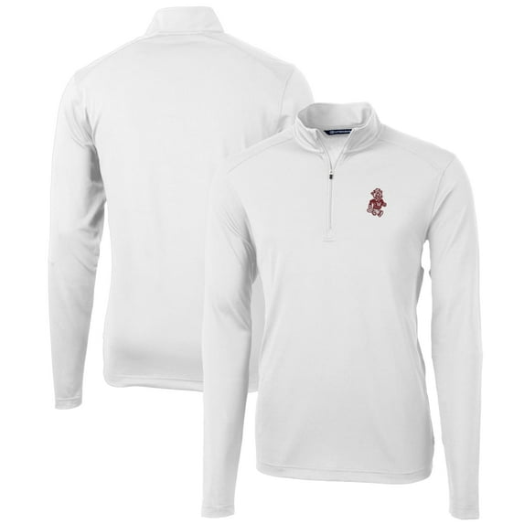 Men's Cutter & Buck White Washington State Cougars Team Big & Tall Virtue Eco Pique Recycled Quarter-Zip Pullover Top
