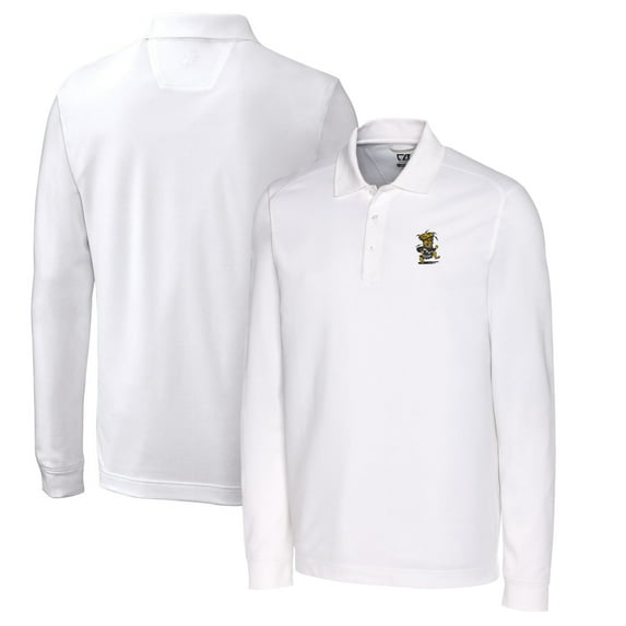 Men's Cutter & Buck White Wichita State Shockers Vault Advantage Tri-Blend Pique Big & Tall Long Sleeve Polo