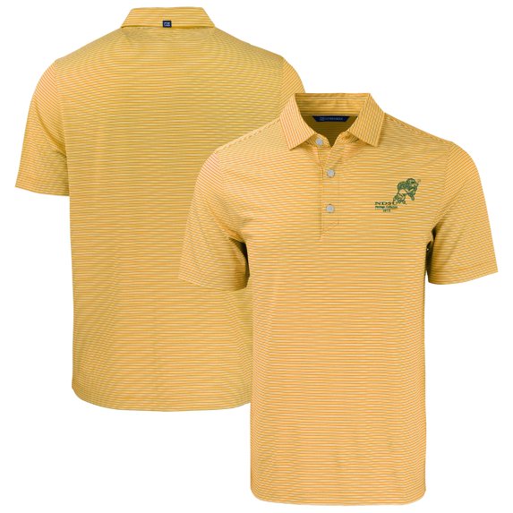 Men's Cutter & Buck Yellow NDSU Bison Vintage Forge Eco Double Stripe Tri-Blend Polo