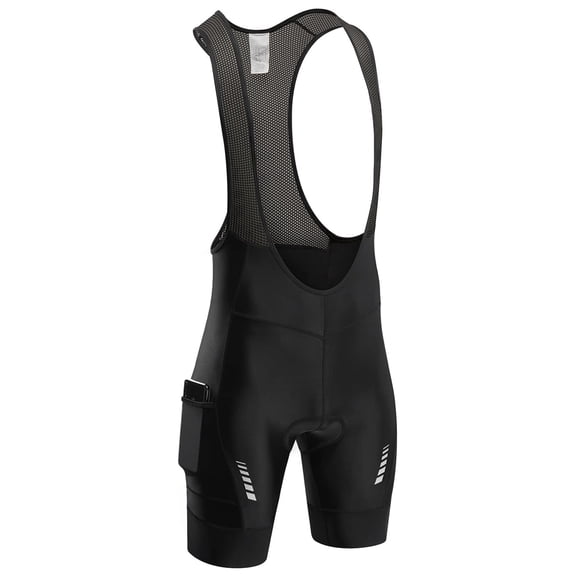 Qualidyne Men’s Cycling Bib Shorts with Pocket, 4D Padded Road Bike Bibs with Breathable Mesh Back