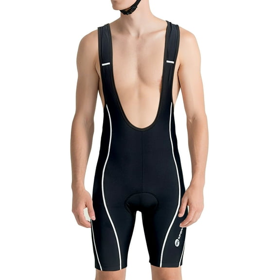 Men's Cycling Bibs Shorts 4D Padded Road Bicycle Bib MTB Biking Tights White Lines L