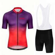 Mens Cycling Clothing Quick-dry Breathable Mountain Bike Cycling Jersey with Cycling Bib Shorts Set
