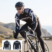 Mens Cycling Jersey Long Sleeve Biking Shirts with Pockets Full Zipper Bicycle Top Black XL