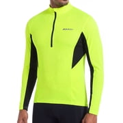 Qualidyne Men's Long Sleeve Cycling Jersey Spring Fall Road Bike Shirt Biking Bicycle Mountain Bike Jersey with 3+1 Rear Pockets