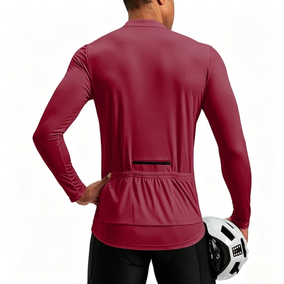 Men's Cycling Jersey with 3+1 Rear Zipper Pockets, Long Sleeve Quick Dry UPF 50+ Half Zip Riding Bike Shirts 2XL