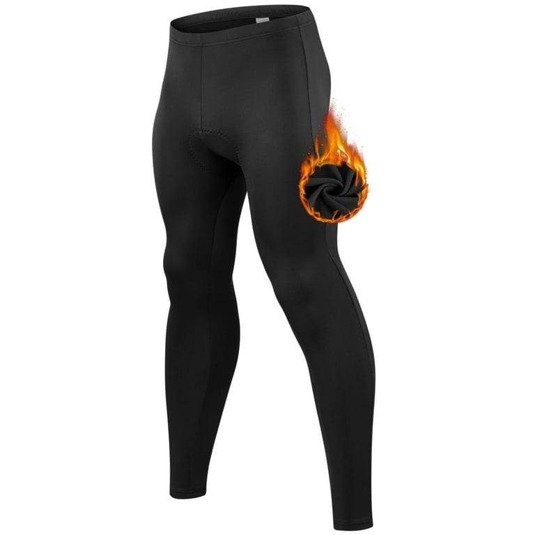 Mens Cycling Pants Fleece-Lined 4D Padded Road Bike Tights Bicycle
