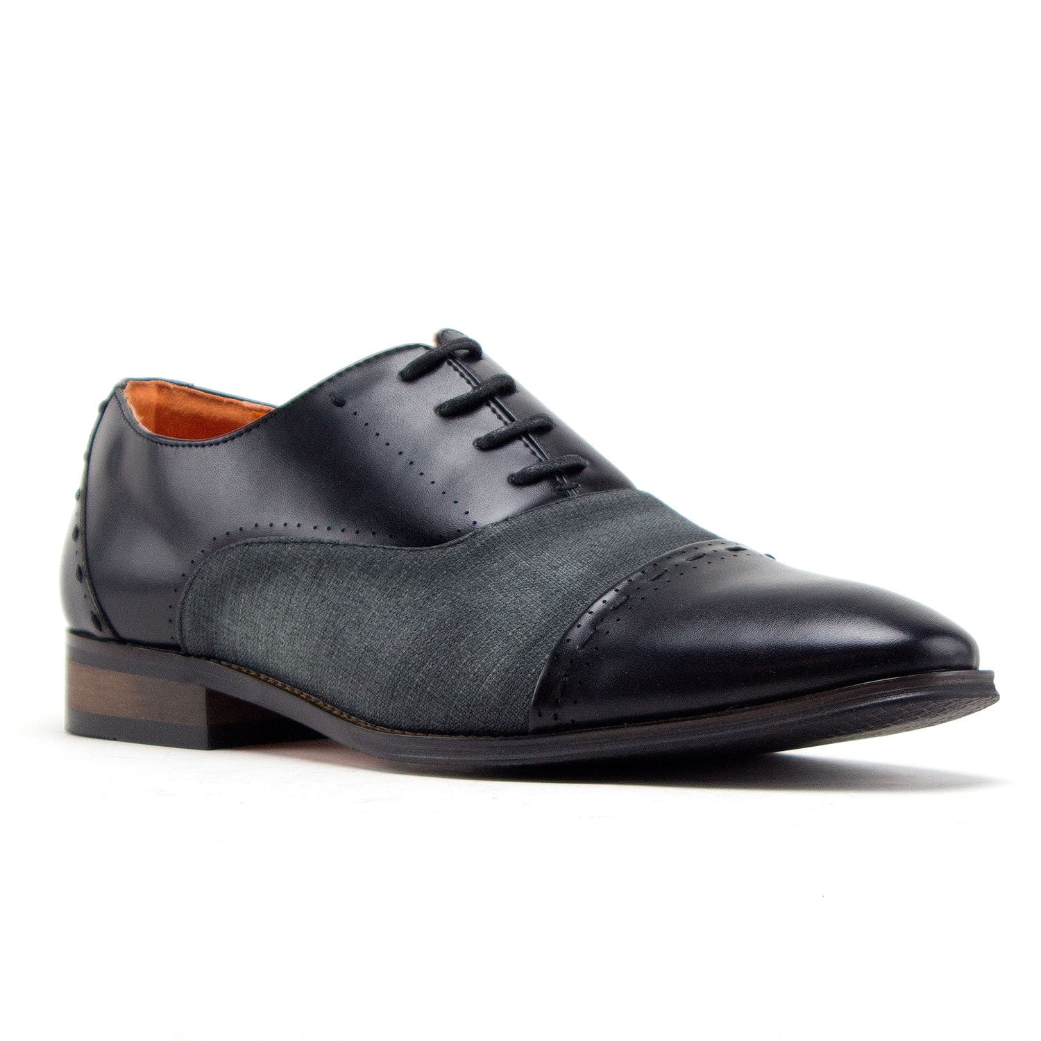 Men s D 582 Baker Derby Cap Toe Lace Up Combined Dress Shoes Black 9