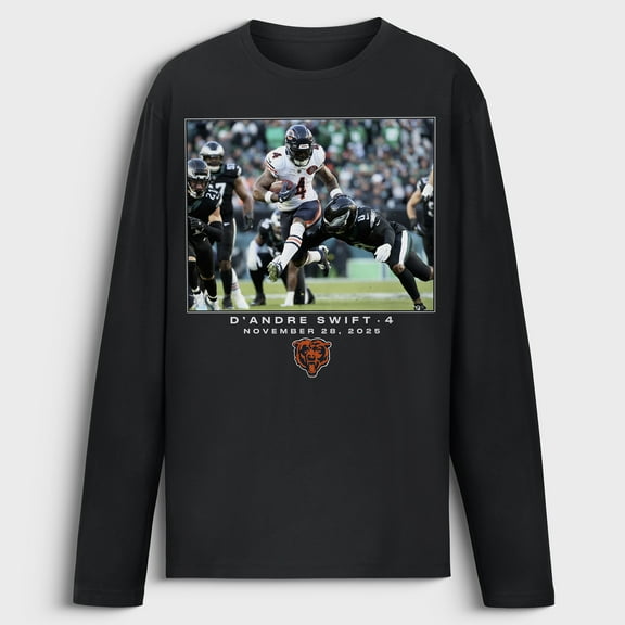 Men's D'Andre Swift Black Chicago Bears NFL Flash Features Week 13 Long Sleeve T-Shirt