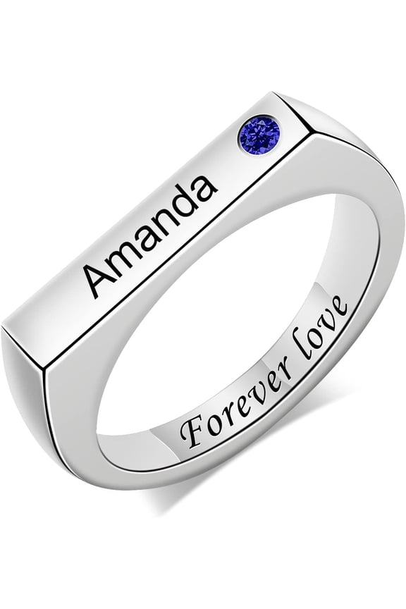 Men's DAD Ring Sterling Silver Fathers Day Gift for Dad Personalized Engraving Birthstone Ring Gift for Husband Birthday Gift for Him